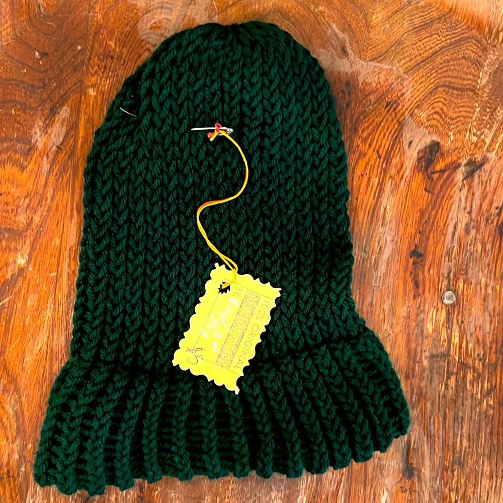 Handmade, New, Men’s Loom Knitted, Winter Hat, Size Small, Forest Green